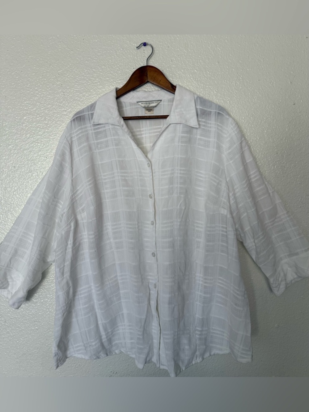 Allison Daley Women’s White Textured  Blouse Sz 24W
